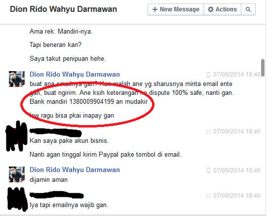 PENIPU ini Beraksi di Facebook, Namanya: DION RIDO WAHYU DARMAWAN / RIDO WAHYU AJIi