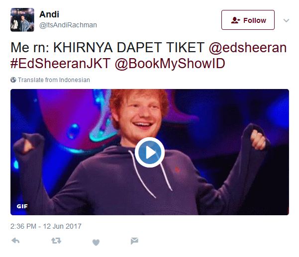Macam-macam Tweet Pemburu Tiket Konser Ed Sheeran di Jakarta