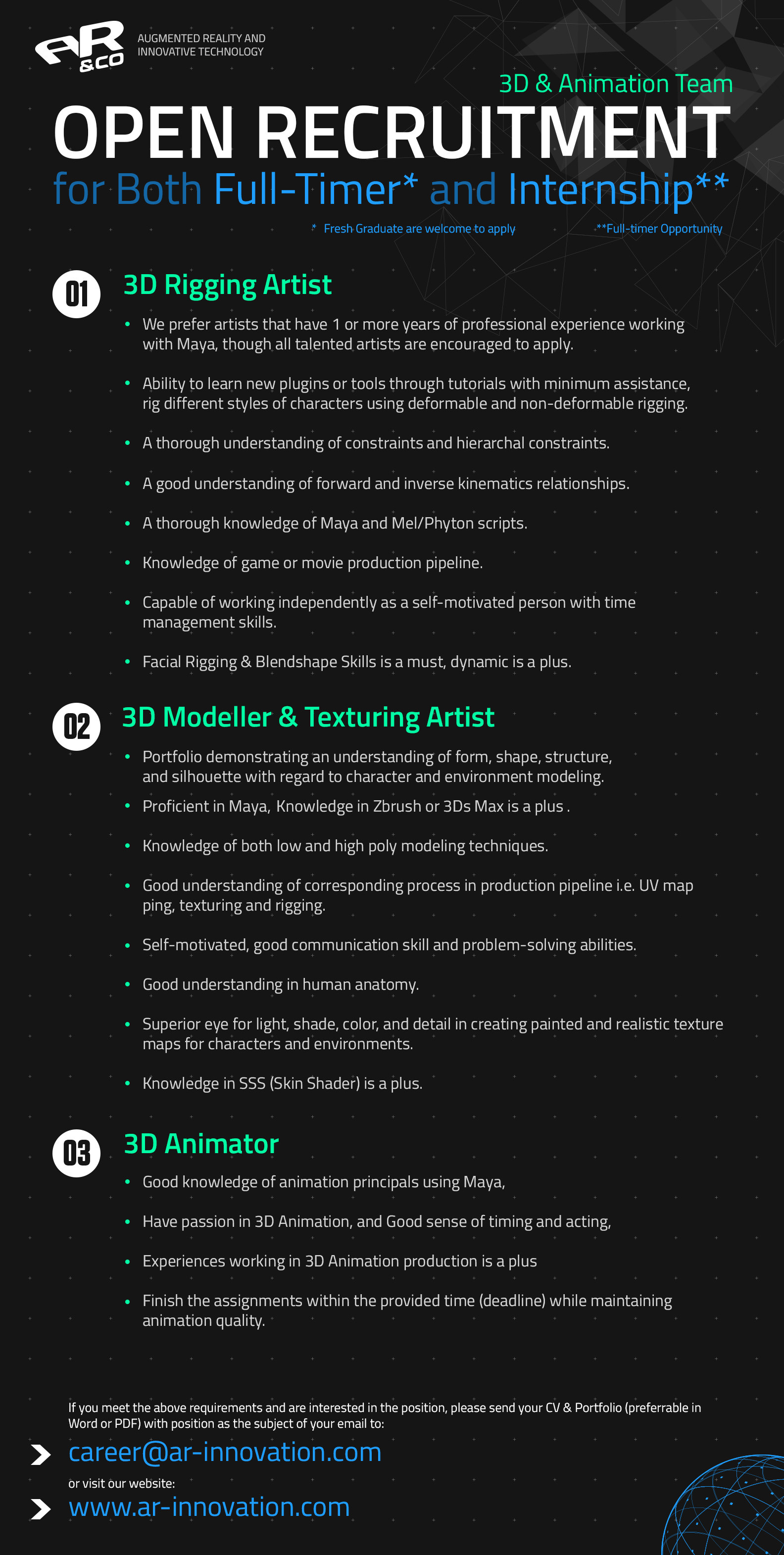 AR&Co. Creative & 3D animation Open Recruitment 2014
