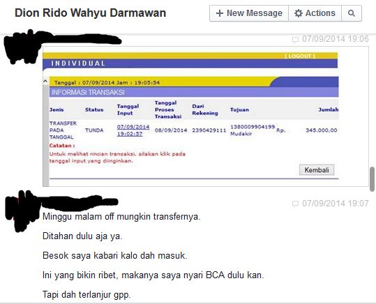 PENIPU ini Beraksi di Facebook, Namanya: DION RIDO WAHYU DARMAWAN / RIDO WAHYU AJIi