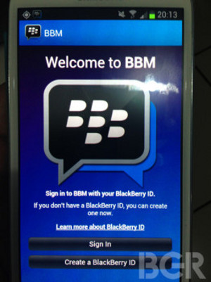 Penampakan BlackBerry Messenger di Android