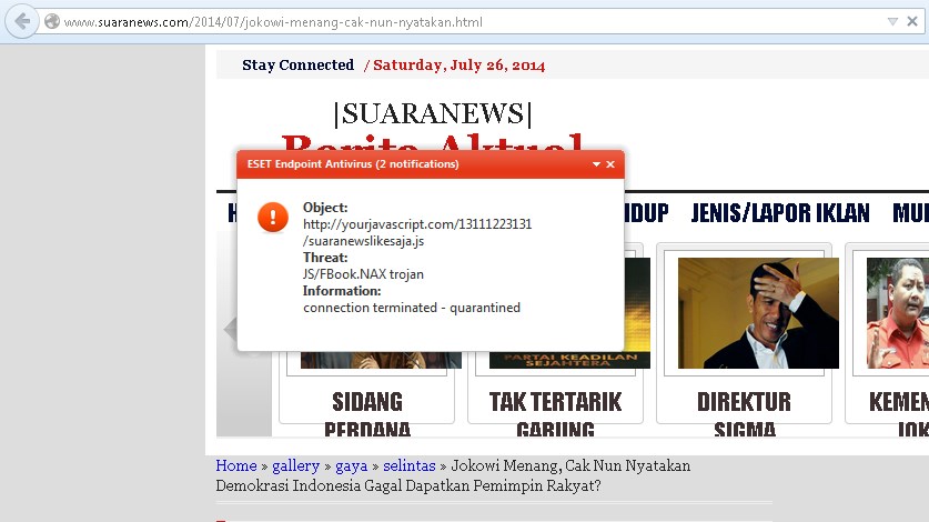 &#91;HATI-HATI&#93; Website suaranews mengandung Trojan heker Iklan