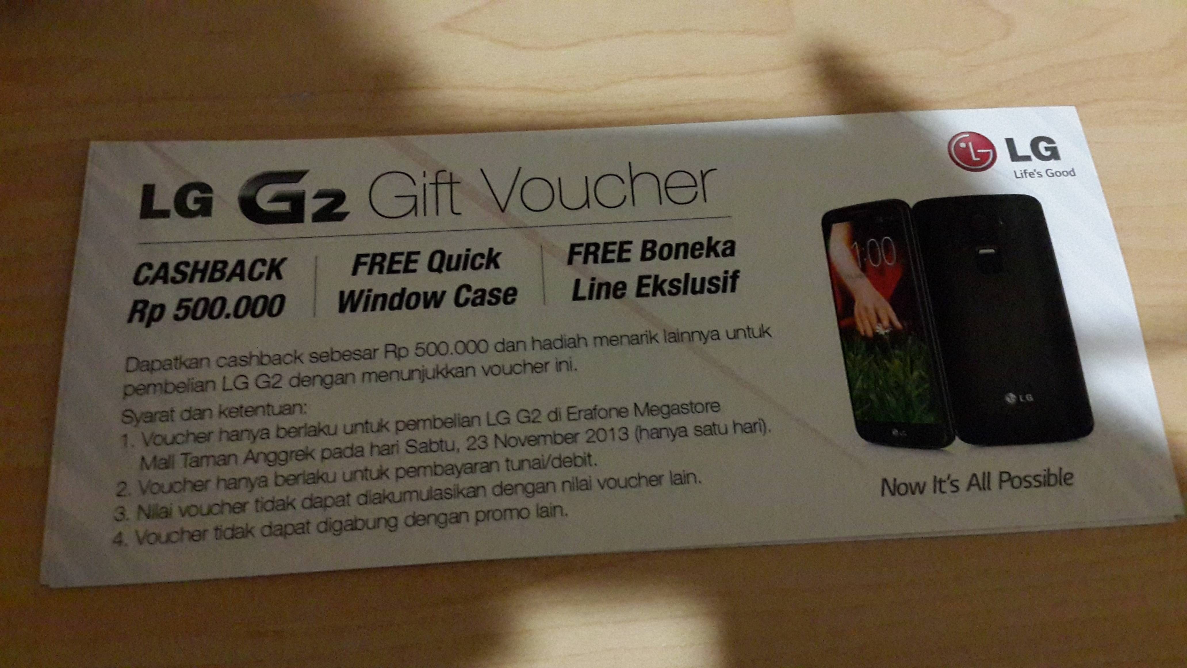 LG G2 Gift Voucher 500Ribu Rupiah !! Grab it !
