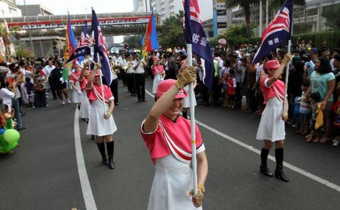 Belasan Polwan Cantik Jepang Memukau Jakarta