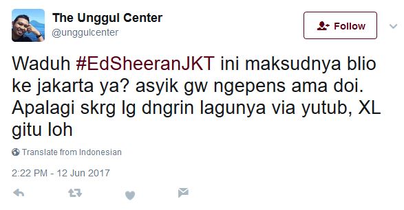 Macam-macam Tweet Pemburu Tiket Konser Ed Sheeran di Jakarta