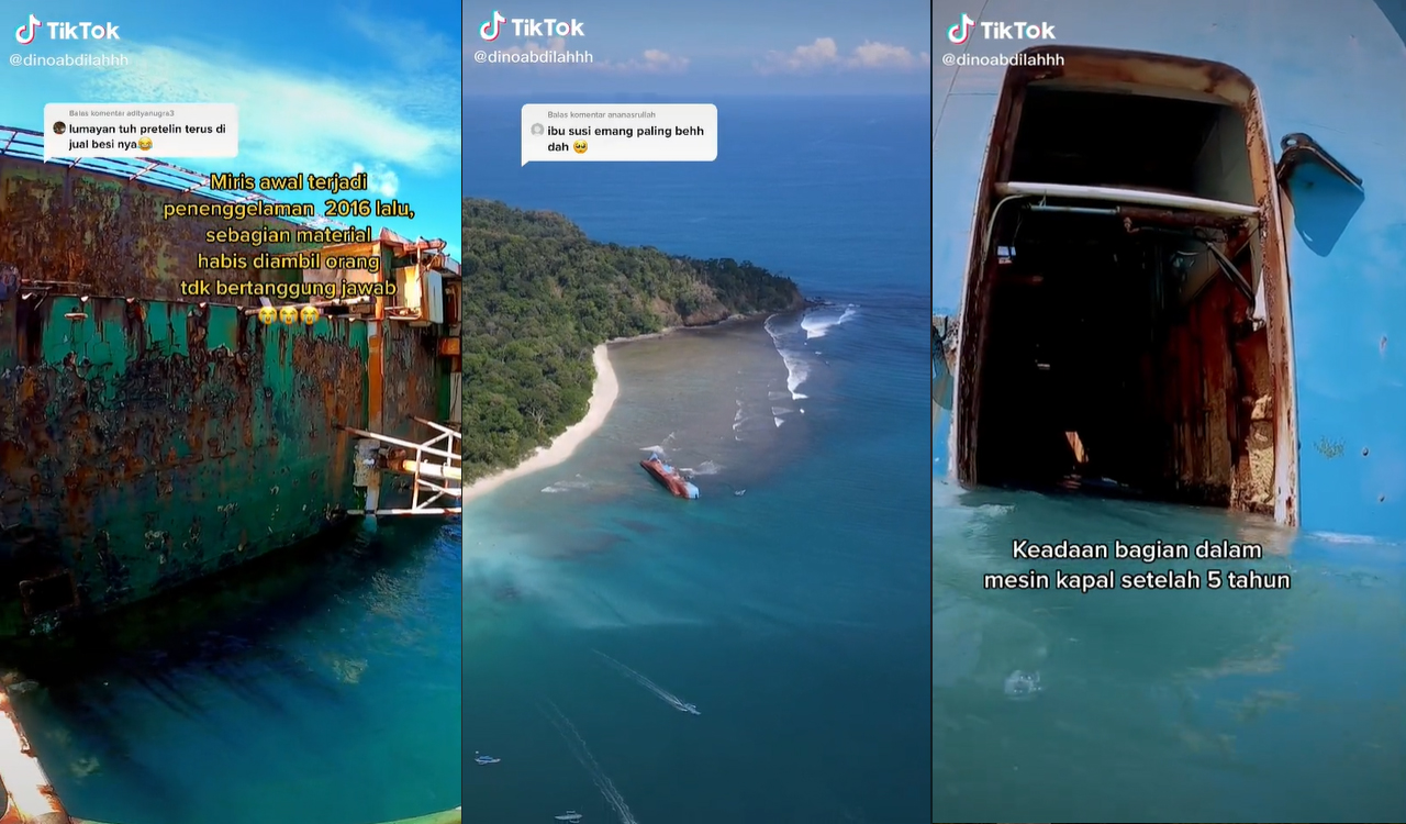 video-bangkai-kapal-fv-viking-yang-ditenggelamkan-susi-pudjiastuti-di-pangandaran