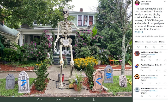 Pria Ini Bangun Kerangka Raksasa untuk Peringatkan Warga yang Menolak Vaksinasi