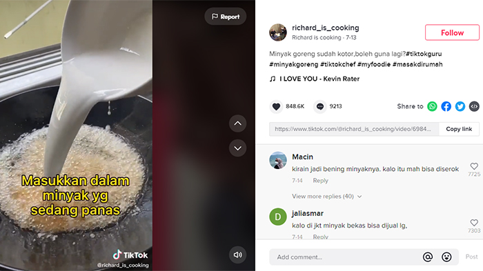 Viral Video Tips Bersihkan Minyak Goreng yang Kotor, Diklaim Bisa Dipakai Lagi