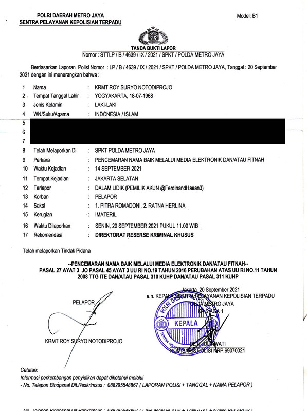 Gara-gara Cuitan ‘Mantan Menteri Bodoh, Ferdinand Hutahaean Dilaporkan Roy Suryo