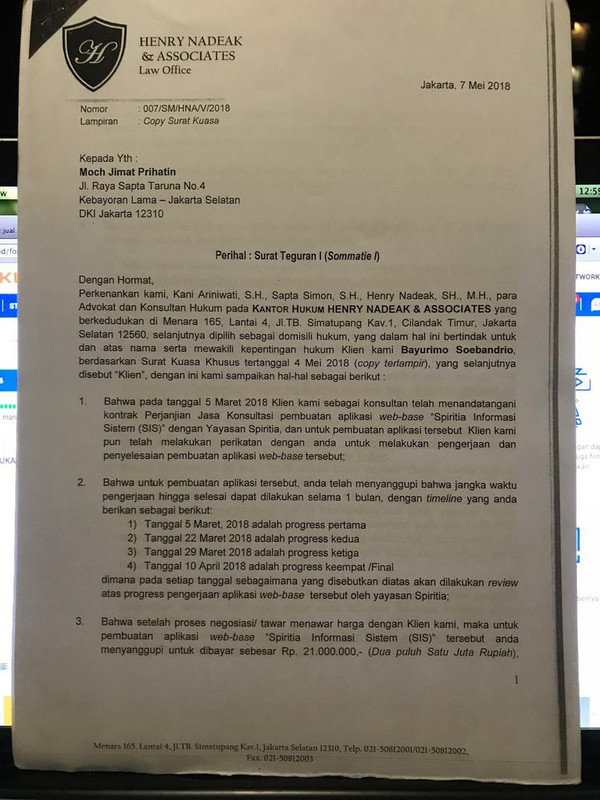 SURAT TERBUKA UNTUK MOCH JIMAT PRIHATIN (Web Develompent)