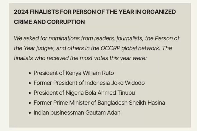 Jokowi Masuk Daftar Finalis Pelaku Kejahatan Terorganisir dan Korupsi Dunia 2024