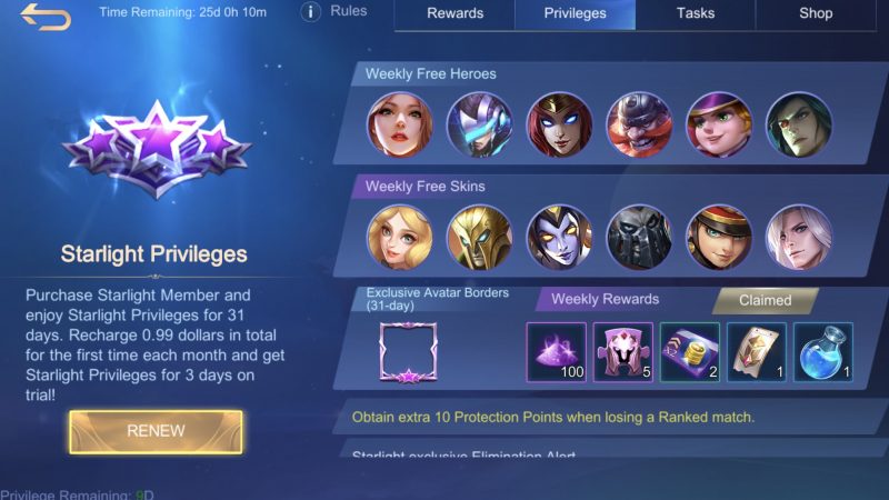 Keuntungan Menjadi Starlight Member Mobile Legends