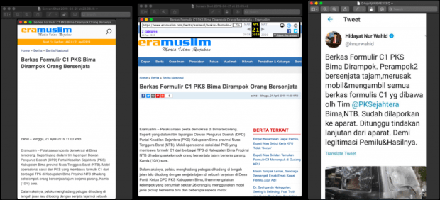 Cek Fakta: [SALAH] Eramuslim: Berkas Formulir C1 PKS Bima Dirampok