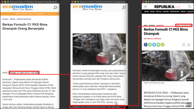 Cek Fakta: [SALAH] Eramuslim: Berkas Formulir C1 PKS Bima Dirampok