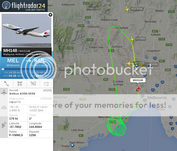 Pesawat Malaysian Airlines mendarat darurat di Melbourne
