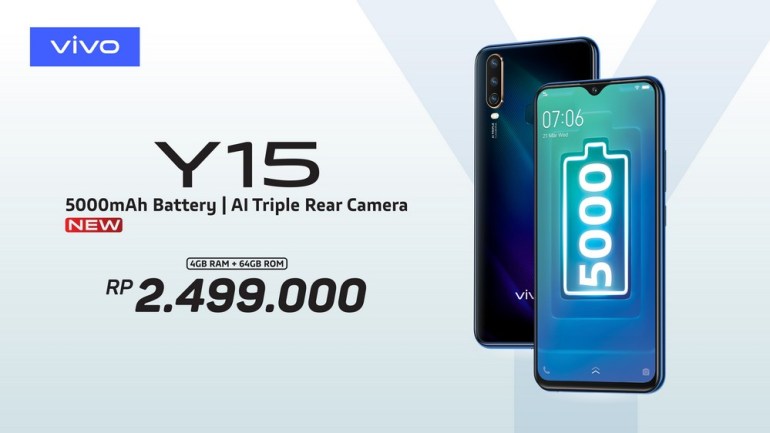 Harga 2 Jutaan Rupiah, Vivo Y15 Andalkan Baterai 5.000 mAh dan AI Triple Camera