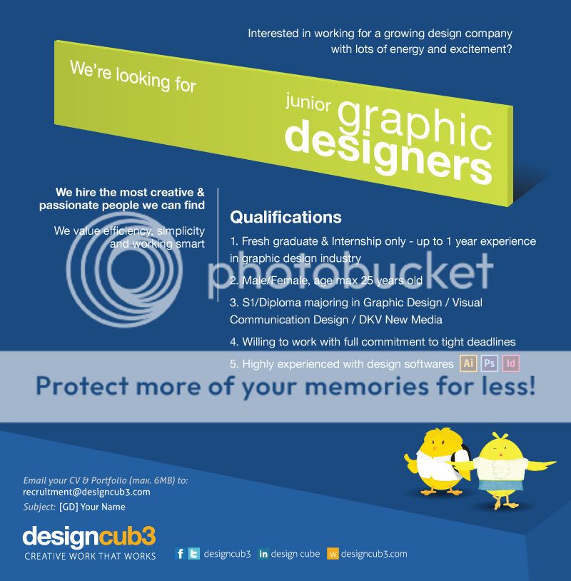 Graphic Designer (Junior &amp; Magang) DIBUTUHKAN! -DesignCub3-