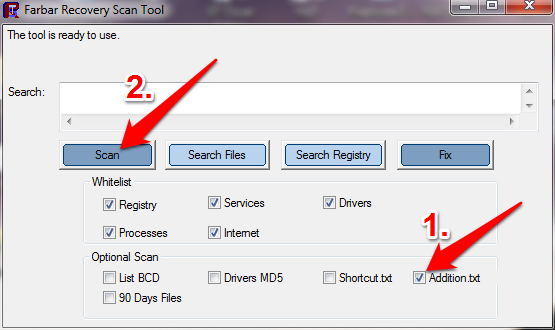 how to use farbar recovery scan tool