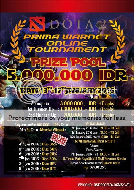 Prima Warnet DOTA 2 Tournament (13-17 Januari 2016)