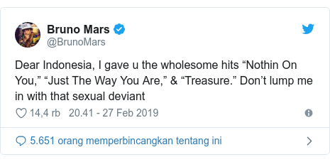 Bruno Mars Kesal Karena Lagunya dibatasi di Indonesia