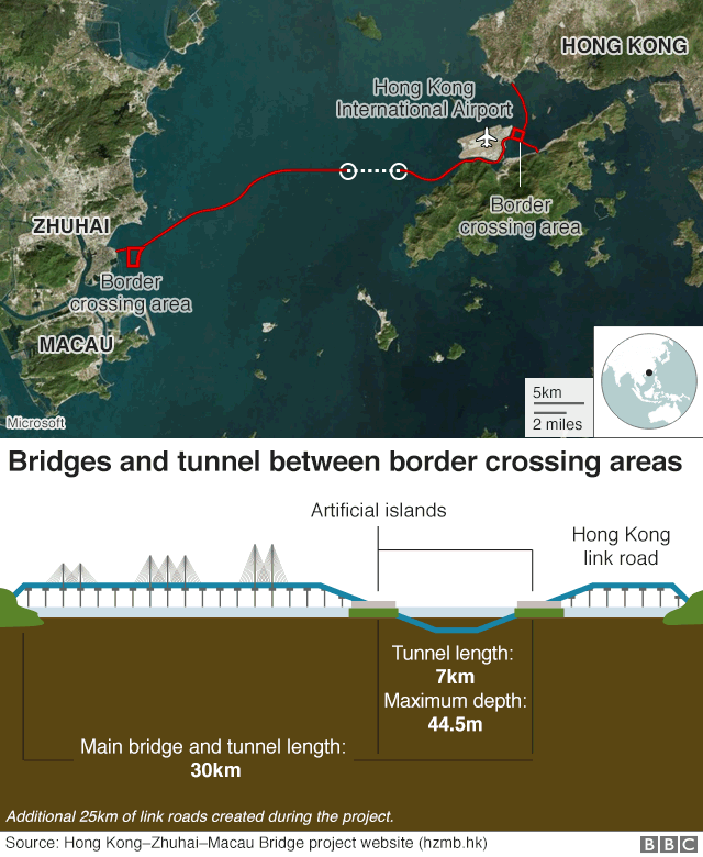 World's longest sea crossing: Hong Kong-Zhuhai bridge opens