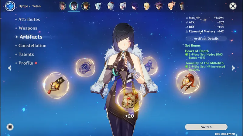 Rekomendasi Build Yelan Sub DPS Di Genshin Impact