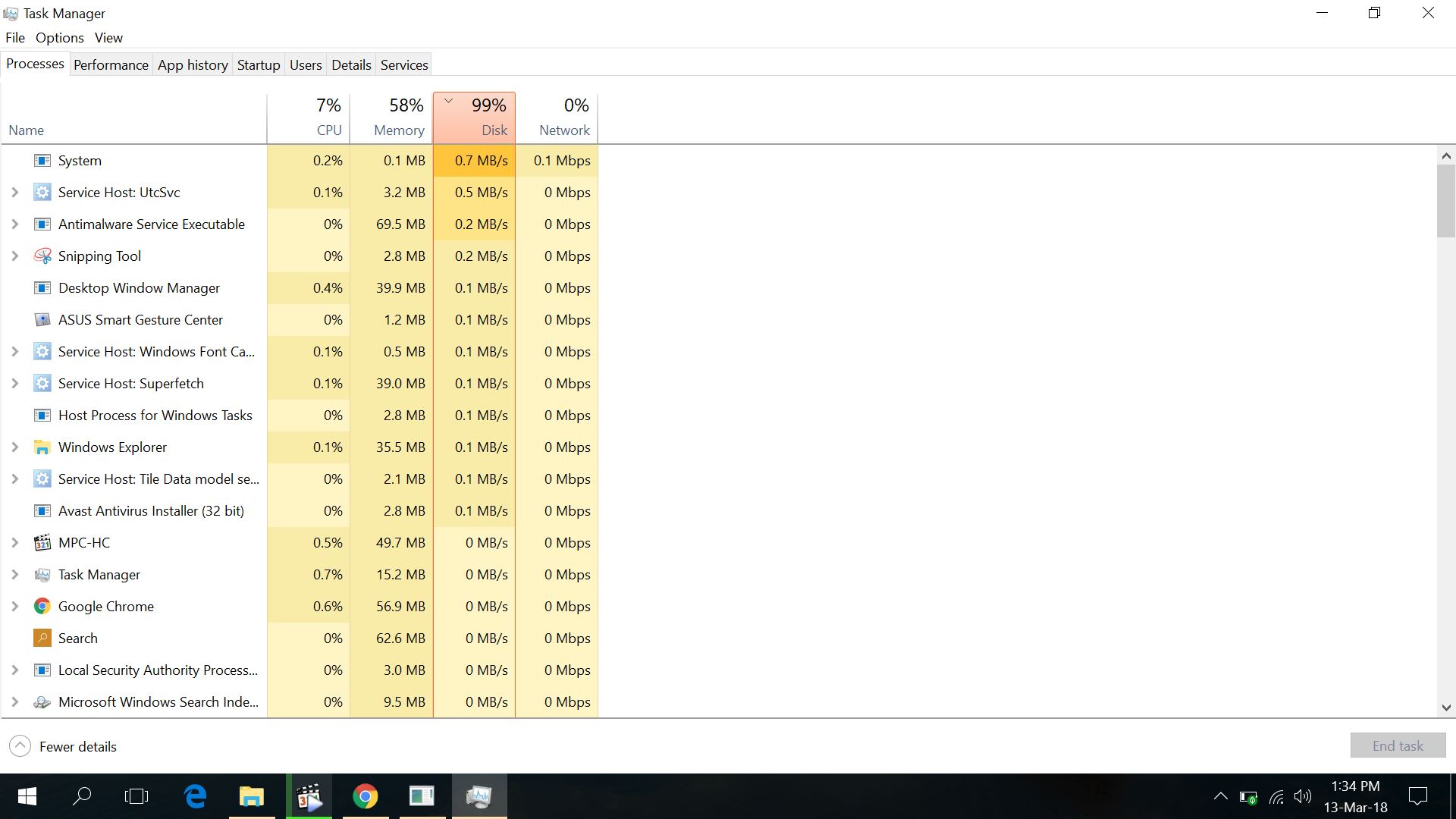 Disk usage 100% Windows 10