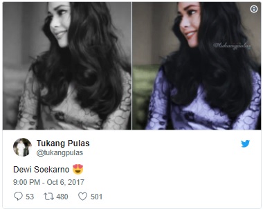  Ternyata Begini Cantiknya Istri Kelima Bung Karno Saat Fotonya Diwarnai