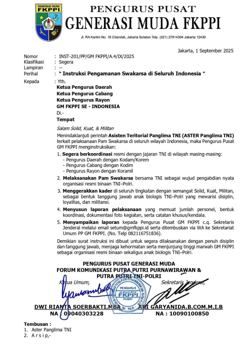 Beredar Surat Ajakan Laksanakan Pam Swakarsa ke Ormas, Ini Kata TNI