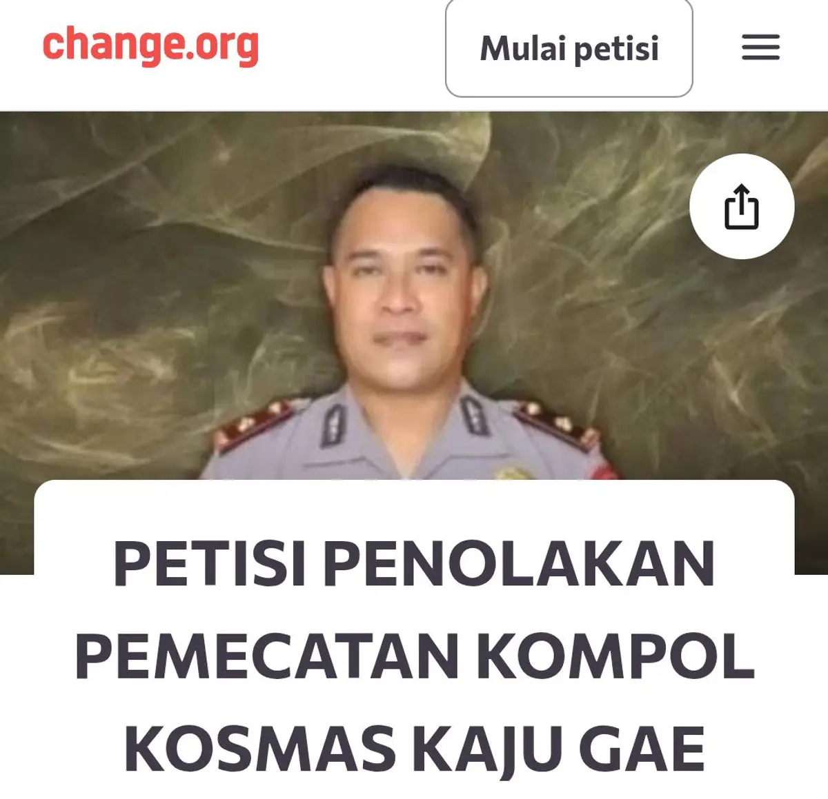Petisi Tolak Pemecatan Kompol Kosmas Kaju Gae Nyaris Raup Ratusan Ribu Dukungan
