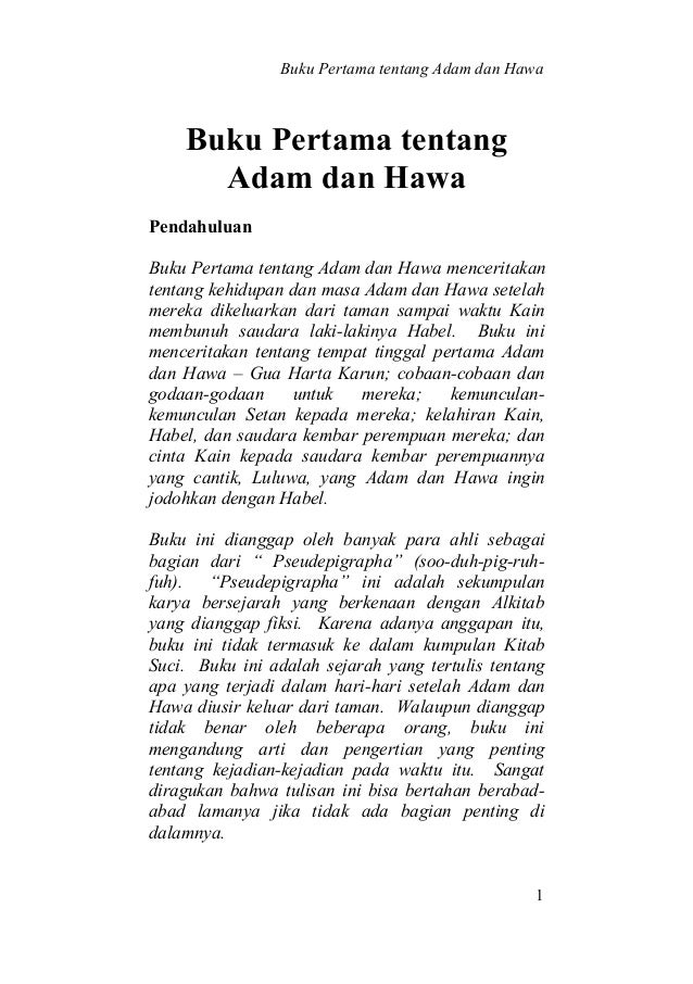 Forgotten Books of Eden: Kitab Adam dan Hawa