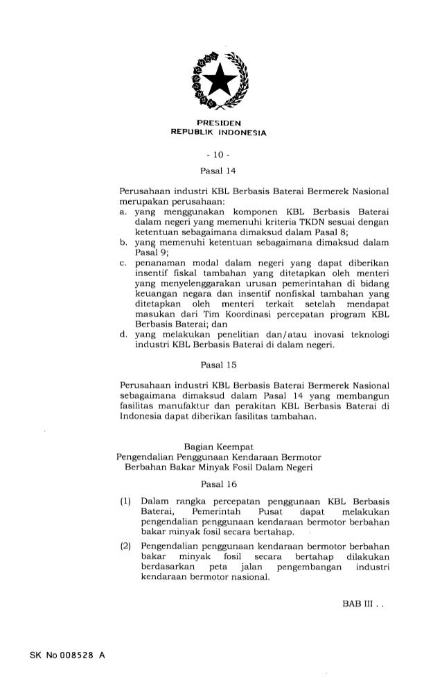 Perpres Kendaraan Listrik Keluar, Ini Isinya