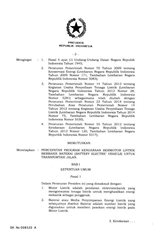 Perpres Kendaraan Listrik Keluar, Ini Isinya