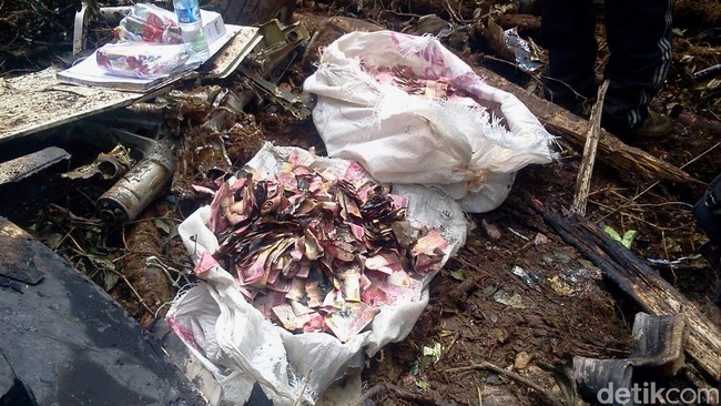 Ini Penampakan Uang Rp 6,5 M yang Terbakar di Pesawat Trigana Air