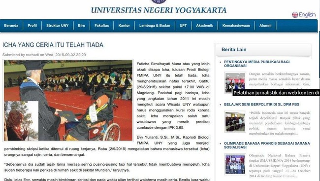 Kisah Sedih Icha, Mahasiswi yang Meninggal Dunia Beberapa Jam Usai Diwisuda