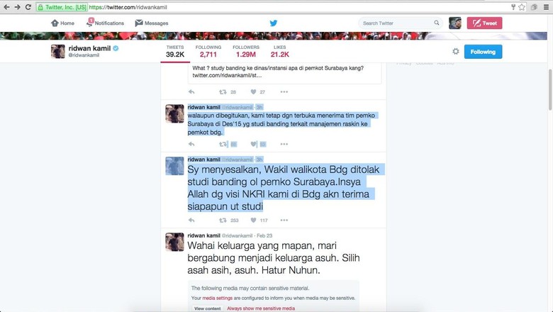 Pemkot Surabaya Sesalkan Kicauan Ridwan Kamil di Twitter: Apa Maksudnya itu?