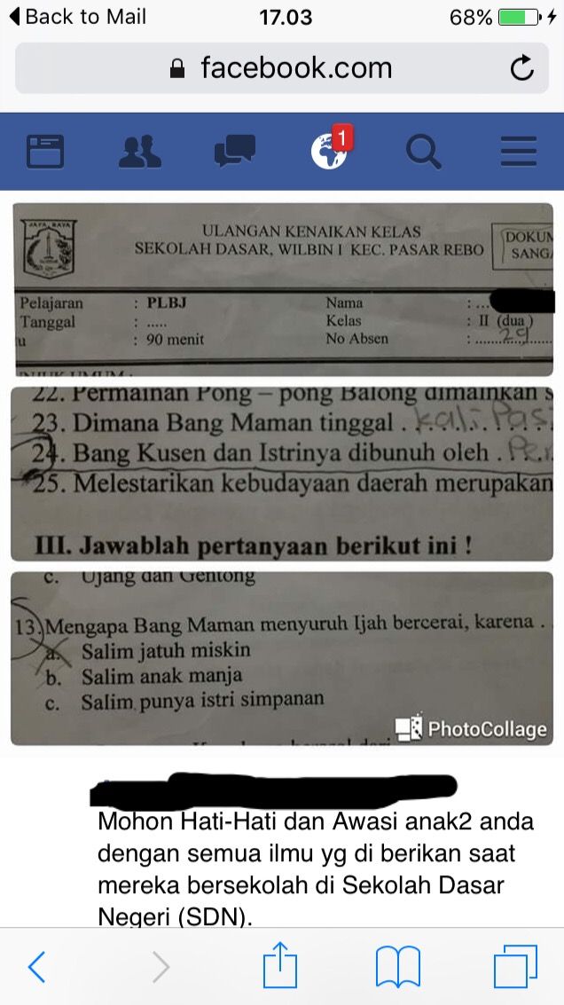 Ini Kata Disdik DKI Soal 'Pembunuhan' dan 'Perceraian' di Ujian Kelas 2 SD