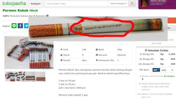 Kemenkes Cemaskan Permen Rokok di Lapak-lapak Online