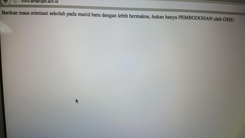 Situs SMAN 3 Jakarta Diserang, Wakepsek: Orientasi Siswa Baru Tak Libatkan OSIS