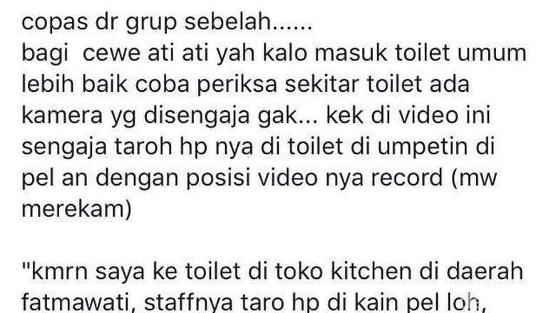 Heboh Pegawai Toko Alat Dapur di Fatmawati Rekam Pengunjung di Toilet