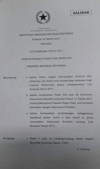 Resmi! 23 Juni Jadi Cuti Bersama Lebaran