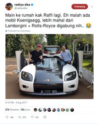 Pamer Mobil Super Mewah, Raffi Ahmad Diingatkan Ditjen Pajak