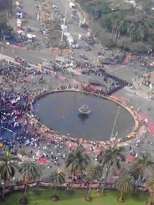 Begini Foto dari Ketinggian Kondisi Pendukung Prabowo Setelah Disemprot Water Canon