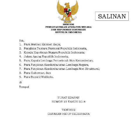 Menteri Yuddy Rilis Edaran Gerakan Hidup Sederhana Bagi PNS