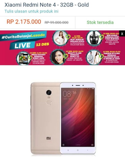 Duh! Redmi Note 4 Dihargai Rp 99 Juta di Harbolnas