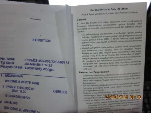 Iphone 5 White second 16 GB Garansi SES 100% mulus