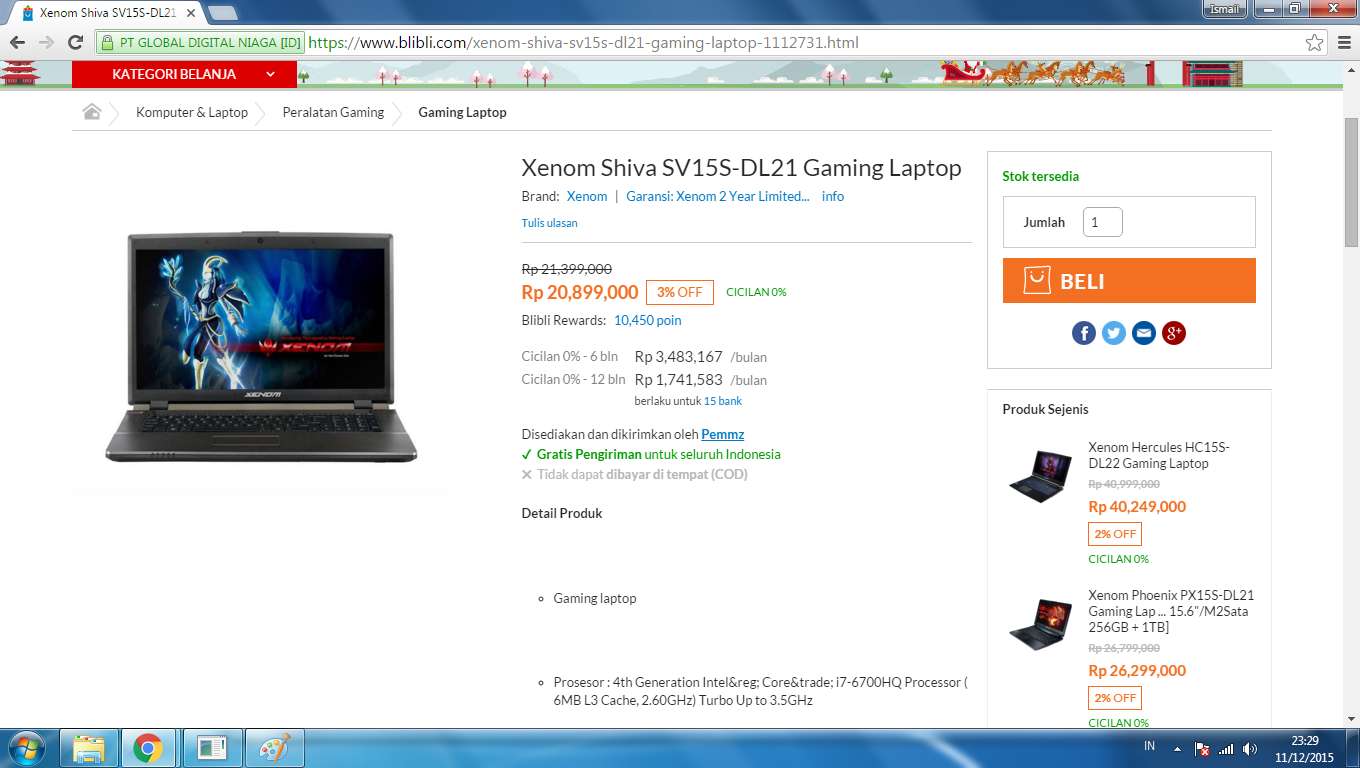 gaming-laptop-xenom-shiva-sv15s---temukan-harga-terbaik-mu-di-3-toko-online-disini