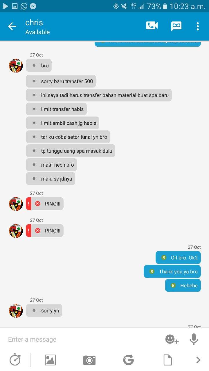 HATI2 DENGAN CHRIS GUNAWAN PEMILIK SPA H69 BALI (BUKTI GAMBAR SCREENSHOT)