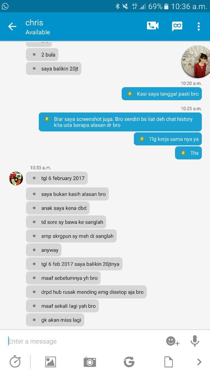 HATI2 DENGAN CHRIS GUNAWAN PEMILIK SPA H69 BALI (BUKTI GAMBAR SCREENSHOT)