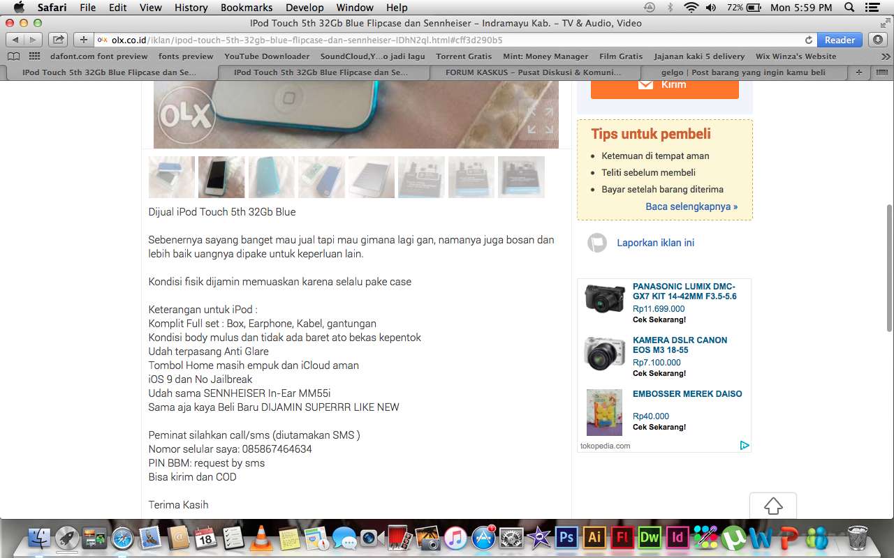 PENIPUAN OLX iPod touch 5th Generation 32GB Blue Mint Condition IngridKarlina